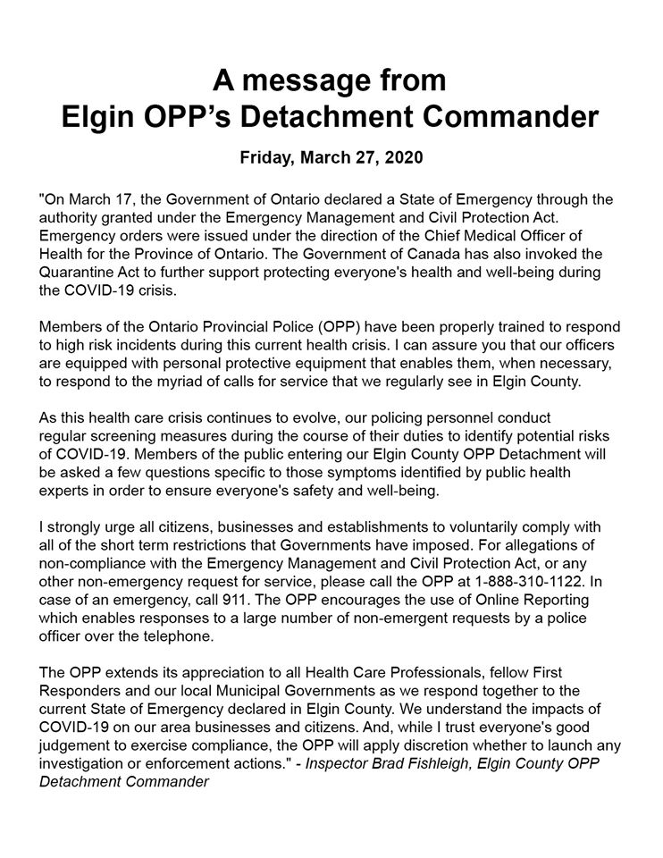 Message from OPP