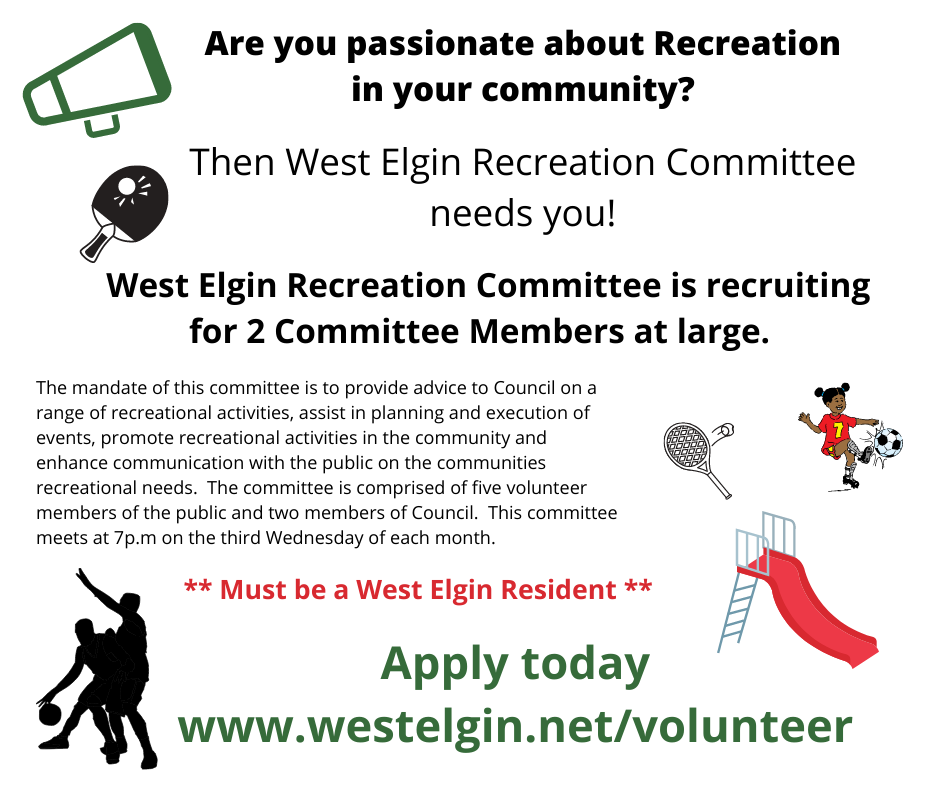 Recreation Committee Members Wanted Advertisement