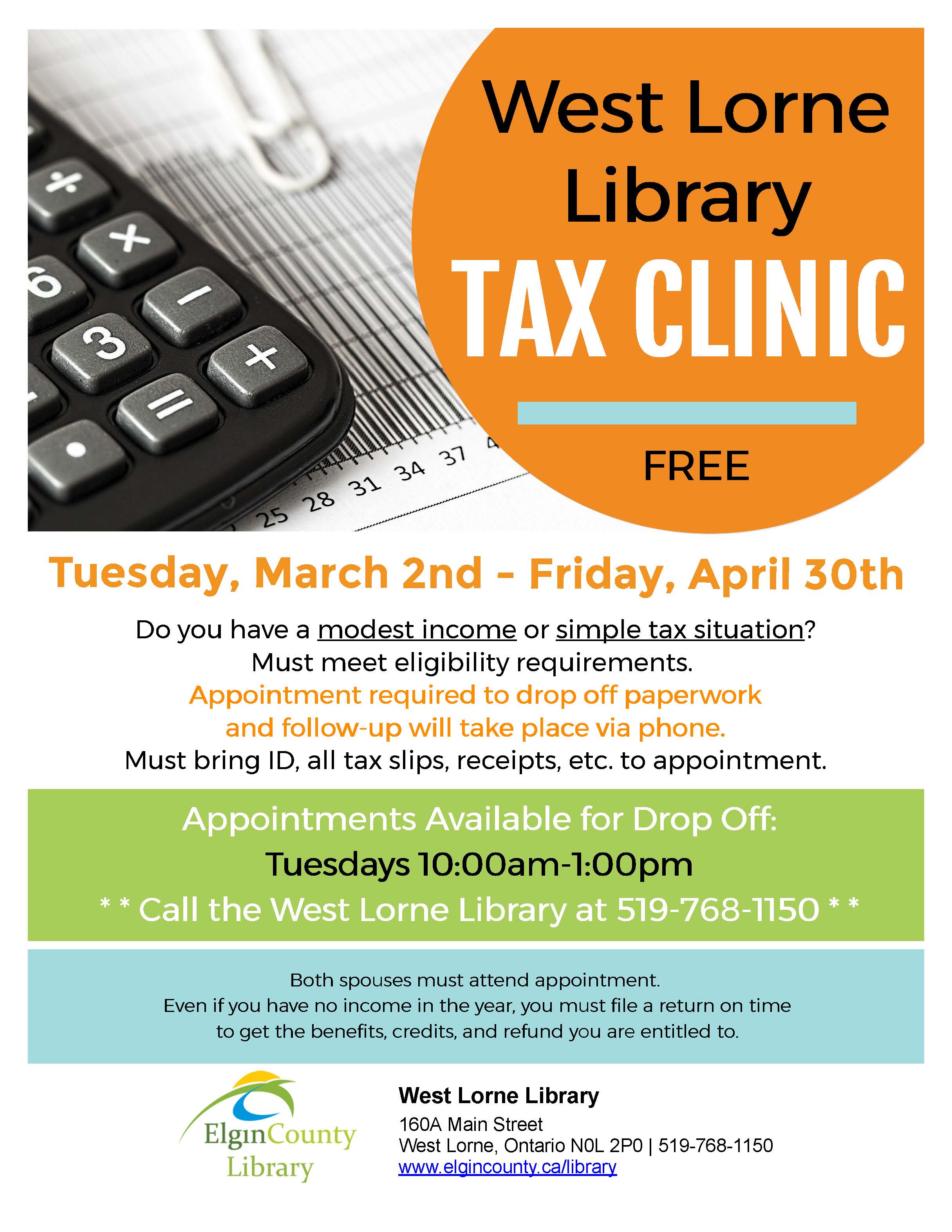 West Lorne Library Tax Clinic Poster