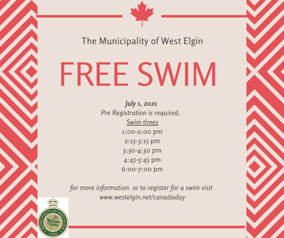 Canada Day Free Swim Poster