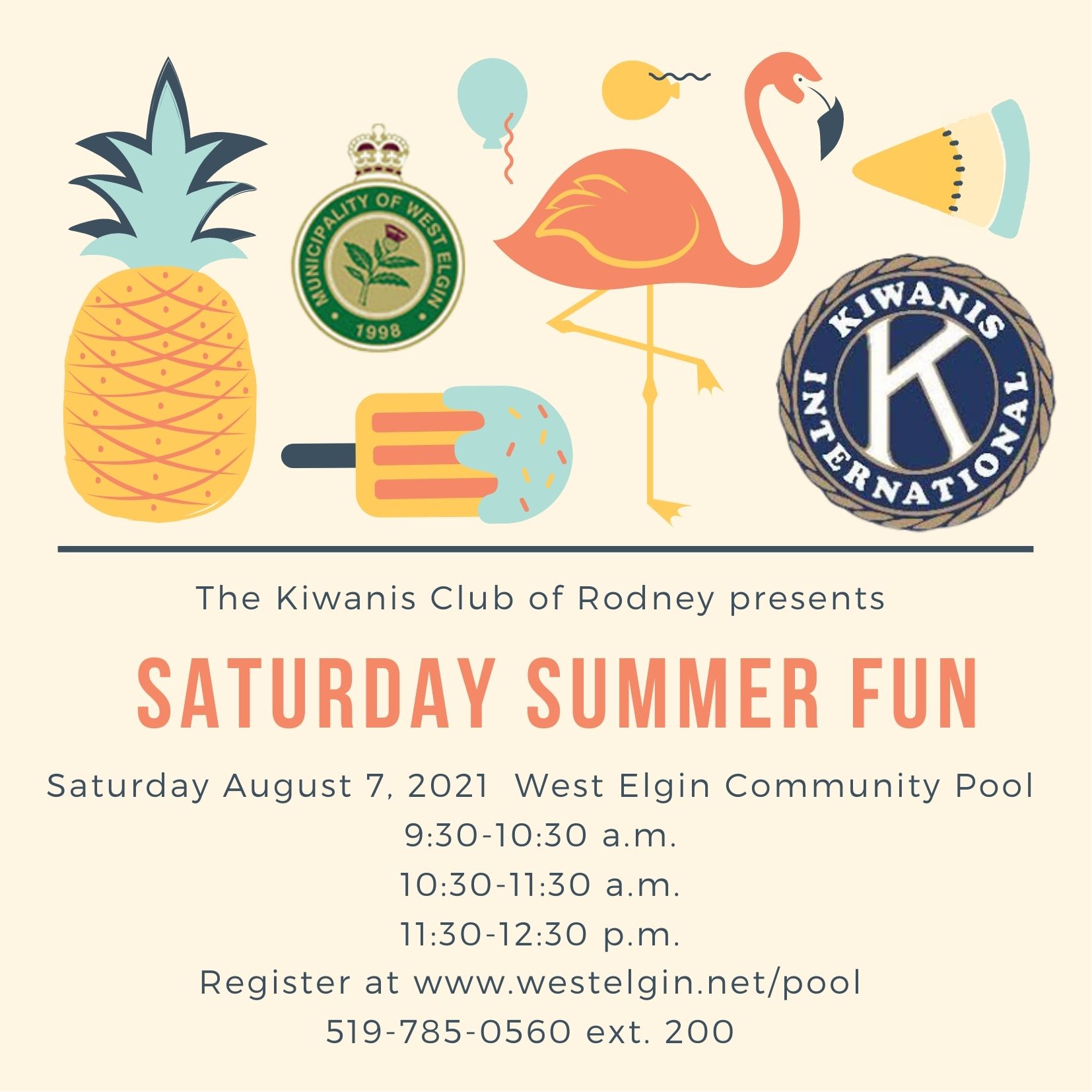 Saturday Summer Fun August 7 morning swim times 