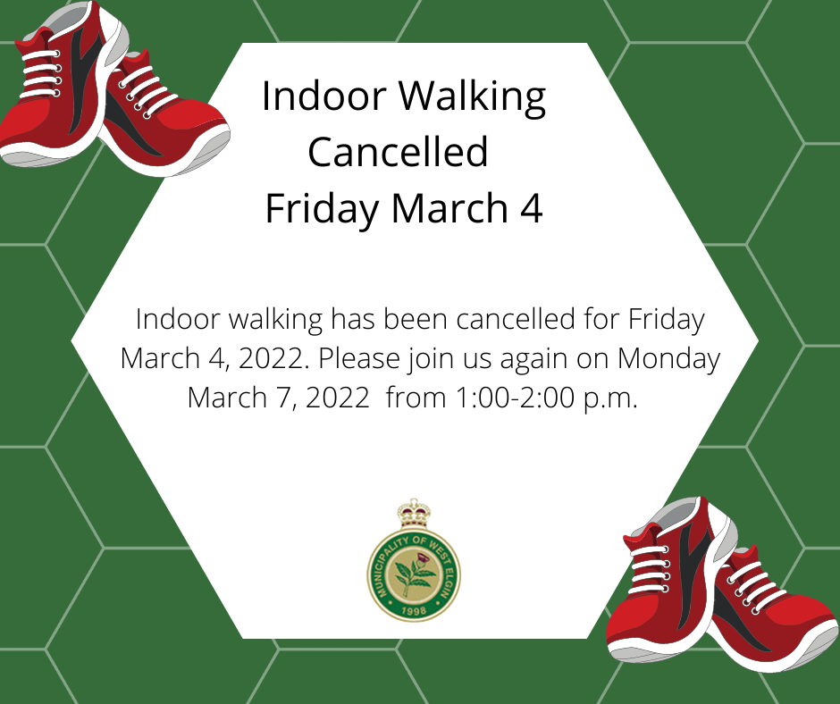 Indoor Walking Program Cancelation poster 